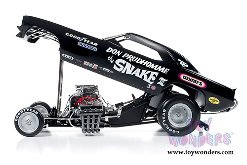 Auto World Legends - Don Prudhomme The Snake III Plymouth Cuda NHRA Funny Car (1973, 1/18 scale diecast model car, Black) AW1177