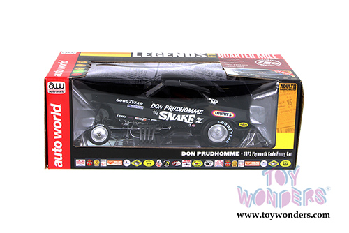 Auto World Legends - Don Prudhomme The Snake III Plymouth Cuda NHRA Funny Car (1973, 1/18 scale diecast model car, Black) AW1177
