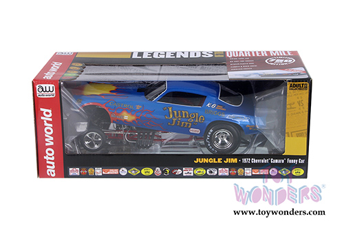 Auto World Legends - Jungle Jim Chevy&reg; Camaro&reg; NHRA Funny Car (1972, 1/18 scale diecast model car, Blue) AW1180