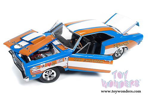 Auto World - Plymouth Road Runner Hard Top - Don Grotheer (1969, 1/18 scale diecast model car, Blue/Orange/White) AW220
