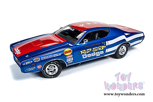 Auto World - Rod Shop Dodge Charger Super Bee (Dave Boertman) (1971, 1/18 scale diecast model car, Blue with Red and white) AW224