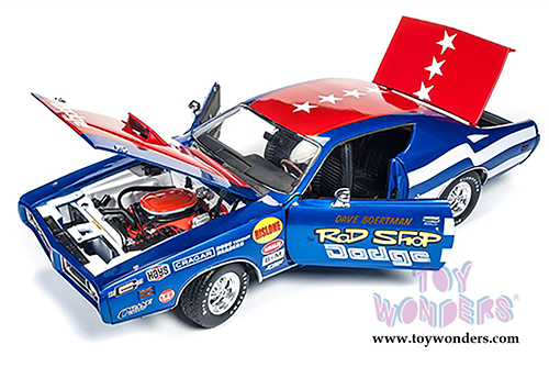 Auto World - Rod Shop Dodge Charger Super Bee (Dave Boertman) (1971, 1/18 scale diecast model car, Blue with Red and white) AW224
