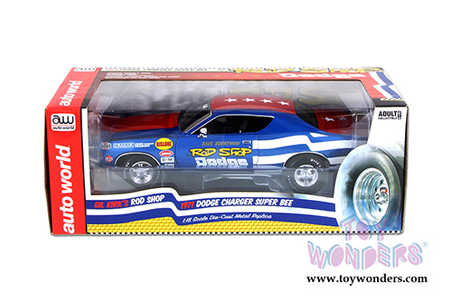 Auto World - Rod Shop Dodge Charger Super Bee (Dave Boertman) (1971, 1/18 scale diecast model car, Blue with Red and white) AW224