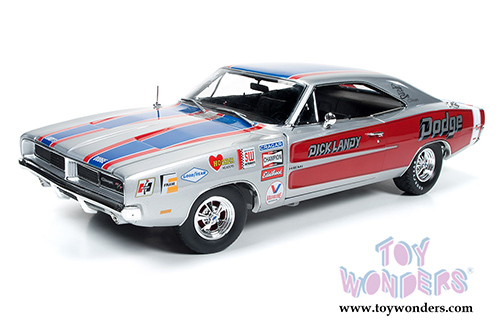 Auto World - Dodge Charger R/T Dick Landy Hard Top (1969, 1/18 scale diecast model car, Red/Blue/Gray) AW228