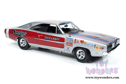 Auto World - Dodge Charger R/T Dick Landy Hard Top (1969, 1/18 scale diecast model car, Red/Blue/Gray) AW228
