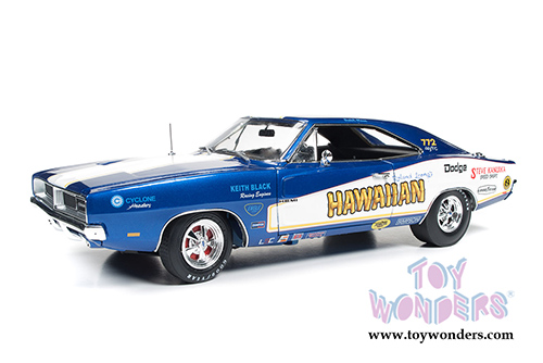 Auto World - Racing Dreams | Dodge Charger Hawaiian NHRA Funny Car (1969, 1/18 scale diecast model car, Blue w/ White stripes) AW231