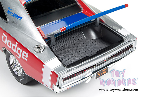 Auto World - Dodge Charger R/T - Dick Landy (1970, 1/18 scale diecast model car, Gray, red and blue stripes) AW238