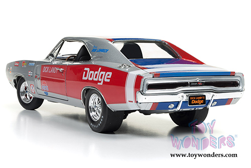 Auto World - Dodge Charger R/T - Dick Landy (1970, 1/18 scale diecast model car, Gray, red and blue stripes) AW238