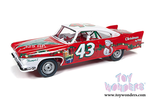 Auto World - Richard Petty #43 Plymouth Fury Christmas Edition Hard Top (1960, 1/24 scale diecast model car, Red, White & Green) AW24003