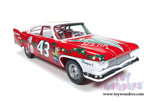 Auto World - Richard Petty #43 Plymouth Fury Christmas Edition Hard Top (1960, 1/24 scale diecast model car, Red, White & Green) AW24003