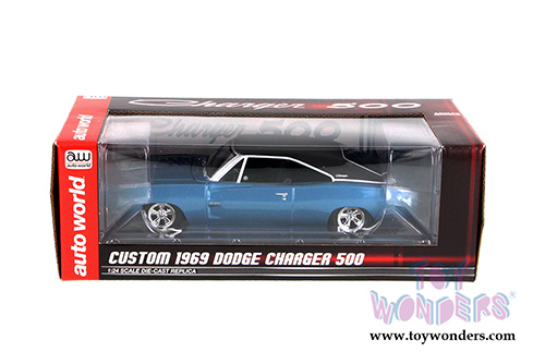 Auto World - Dodge Charger 500 Sportroof (1969, 1/24 scale diecast model car, Blue) AW24005