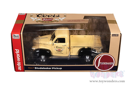 Auto World - Studebaker Pickup Truck - Coors Beer (1947, 1/24 scale diecast model car, Tan) AW24012