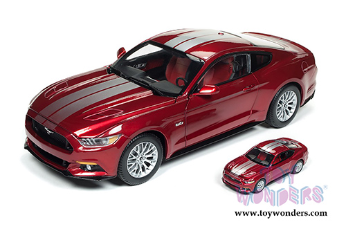 Auto World - Muscle Cars USA | 1/18 and 1/64 scale Ford Mustang GT Hardtop (2017, 1/18,1/64 scale diecast model car, Ruby Red Metallic) AW245