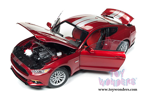 Auto World - Muscle Cars USA | 1/18 and 1/64 scale Ford Mustang GT Hardtop (2017, 1/18,1/64 scale diecast model car, Ruby Red Metallic) AW245