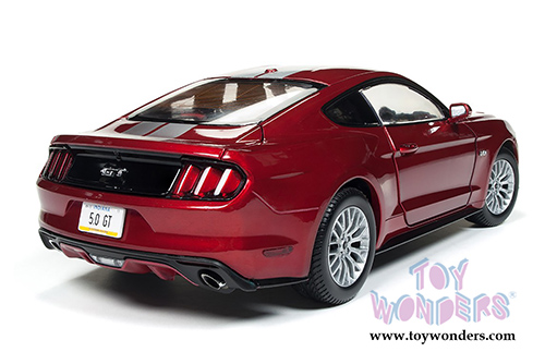 Auto World - Muscle Cars USA | 1/18 and 1/64 scale Ford Mustang GT Hardtop (2017, 1/18,1/64 scale diecast model car, Ruby Red Metallic) AW245
