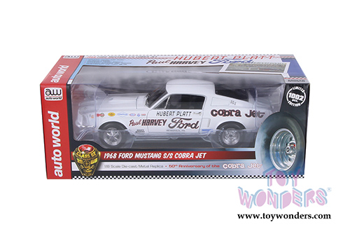 Auto World - Ford Mustang S/S Cobra Jet Hubert Platt Hardtop Class of  '68 50th Anniversary (1968, 1/18 scale diecast model car, White) AW247