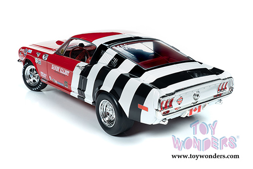 Auto World - American Muscle | Ford Mustang Cobra Jet Super Stock - Sandy Elliot (1968, 1/18 scale diecast model car, Red/White) AW259