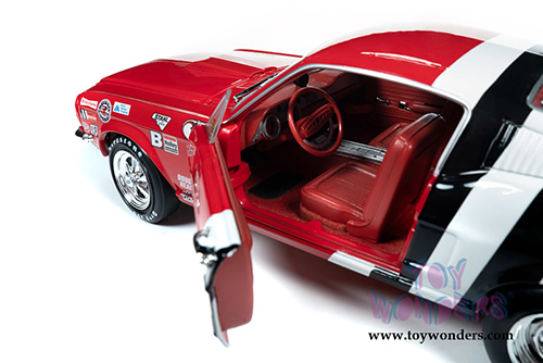 Auto World - American Muscle | Ford Mustang Cobra Jet Super Stock - Sandy Elliot (1968, 1/18 scale diecast model car, Red/White) AW259