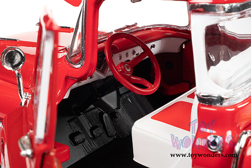 Auto World - Chevrolet® Cameo Pickup Truck (1957, 1/18 scale diecast model car, Cardinal Red/White) AW265