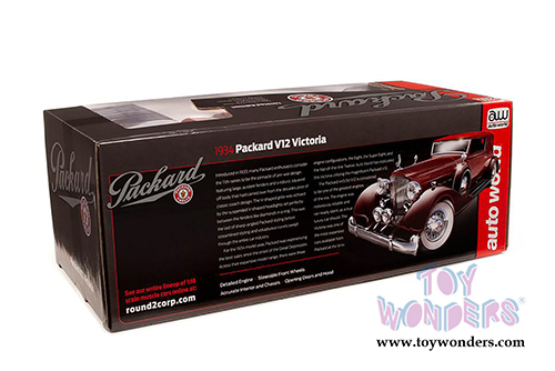 Auto World - Packard V12 Victoria Hardtop (1934, 1/18 scale diecast model car, Burgundy) AW271