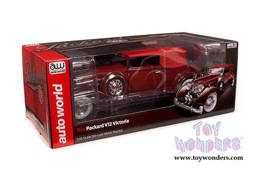 Auto World - Packard V12 Victoria Hardtop (1934, 1/18 scale diecast model car, Burgundy) AW271
