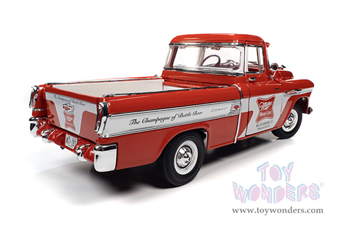 Auto World - Miller High Life | Chevrolet® Cameo Pickup Truck (1966, 1/18 scale diecast model car, Red/White) AW287