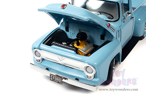 Auto World - Ford F-100 Mild Custom Pickup Truck (1956, 1/18 scale diecast model car, Diamond Blue) AW290