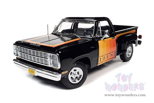 Auto World - Dodge D150 Pick-M-Up Utiline Pickup Truck (1980, 1/18 scale diecast model car, Black with multi-colored sport stripes) AW291