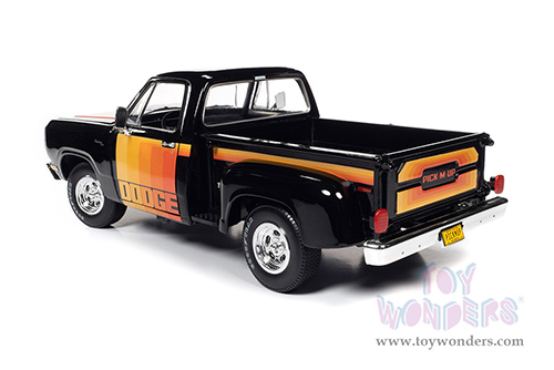 Auto World - Dodge D150 Pick-M-Up Utiline Pickup Truck (1980, 1/18 scale diecast model car, Black with multi-colored sport stripes) AW291