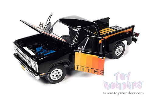 Auto World - Dodge D150 Pick-M-Up Utiline Pickup Truck (1980, 1/18 scale diecast model car, Black with multi-colored sport stripes) AW291