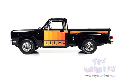 Auto World - Dodge D150 Pick-M-Up Utiline Pickup Truck (1980, 1/18 scale diecast model car, Black with multi-colored sport stripes) AW291
