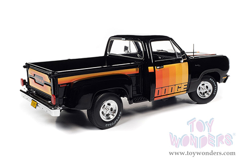 Auto World - Dodge D150 Pick-M-Up Utiline Pickup Truck (1980, 1/18 scale diecast model car, Black with multi-colored sport stripes) AW291