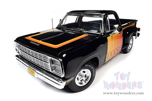 Auto World - Dodge D150 Pick-M-Up Utiline Pickup Truck (1980, 1/18 scale diecast model car, Black with multi-colored sport stripes) AW291