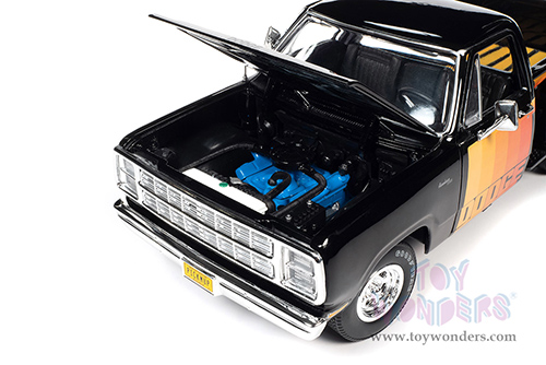Auto World - Dodge D150 Pick-M-Up Utiline Pickup Truck (1980, 1/18 scale diecast model car, Black with multi-colored sport stripes) AW291