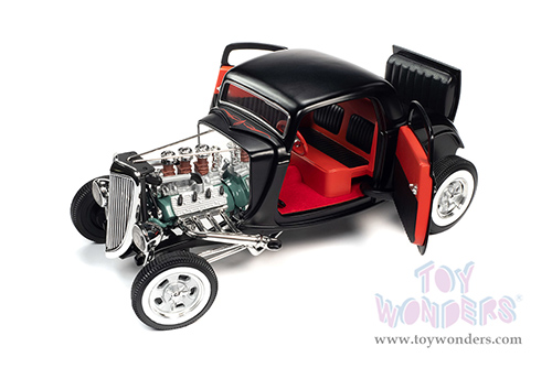 Auto World - Ford 3-Window Coupe "High Boy Hot Rod" (1934, 1/18 scale diecast model car, Satin Black) AW292