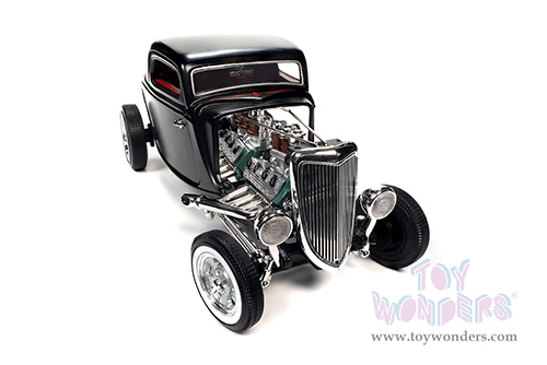 Auto World - Ford 3-Window Coupe "High Boy Hot Rod" (1934, 1/18 scale diecast model car, Satin Black) AW292