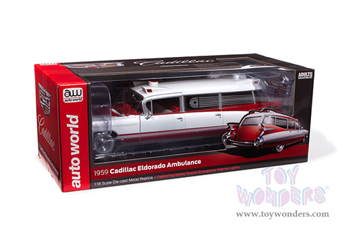 Auto World - Cadillac&reg; Eldorado Ambulance (1959, 1/18 scale diecast model car, Red/White) AW302