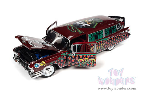Auto World - Cadillac® Eldorado Hearse "Rat Fink" (1959, 1/18 scale diecast model car, Apple Red) AW303