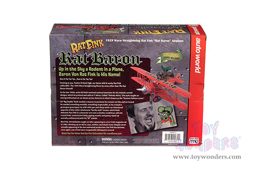 Auto World - Waco Straightwing "Rat Baron" airplane with Rat Fink Figurine (1930, 1/30 scale diecast model airplane, Red) AW309