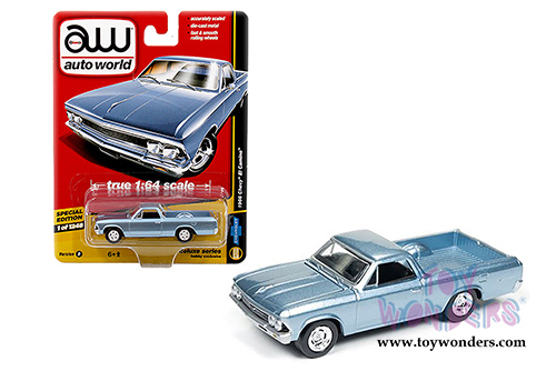Auto World - Deluxe Series Chevy&reg; El Camino&trade;(1966,1/64 scale diecast model car, Light Blue) AW64031/24B