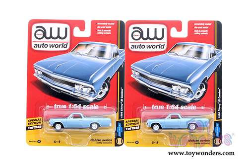 Auto World - Deluxe Series Chevy&reg; El Camino&trade;(1966,1/64 scale diecast model car, Light Blue) AW64031/24B