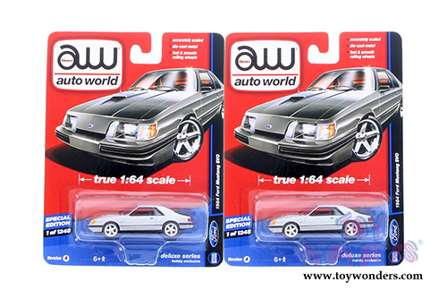 Auto World - Deluxe Series Ford Mustang SVO (1984,1/64 scale diecast model car, Silver) AW64051/24A