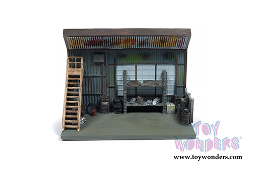 Auto World Silver Screen Machines - Diorama Christine's Plymouth Fury car with "Darnell's Garage" Scenic Display (1958, 1/64 scale diecast model car, Red) AWSD001/12