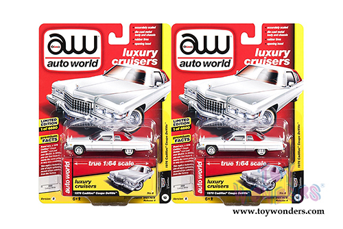 Auto World Premium - 2018 Release 4 | Cadillac&reg; Coupe DeVille&trade; D’Elegance (1976,1/64 scale diecast model car, Gloss White/Red) AWSP017/24B