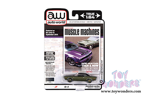 Auto World - Hemmings Muscle Machines | Dodge Challenger R/T Hardtop (1970,1/64 scale diecast model car, Dark Green/Black) AWSP050/24A