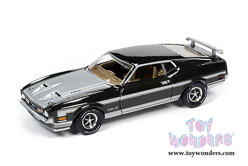 Auto World - Hemmings Motor News | Ford Mustang Boss 351 Hardtop (1971,1/64 scale diecast model car, Dark Green Metallic/Silver) AWSP052/24B