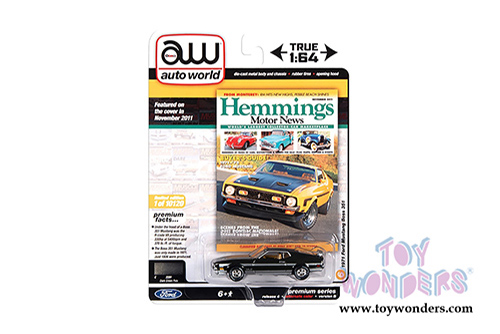 Auto World - Hemmings Motor News | Ford Mustang Boss 351 Hardtop (1971,1/64 scale diecast model car, Dark Green Metallic/Silver) AWSP052/24B