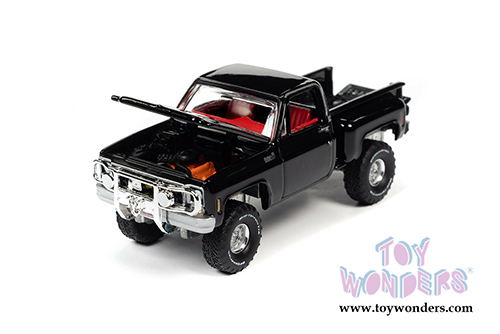 Auto World - Muscle Trucks | Chevrolet&reg; Custom Deluxe Stepside Pickup Truck (1980, 1/64 scale diecast model car, Midnight Black) AWSP057/24A