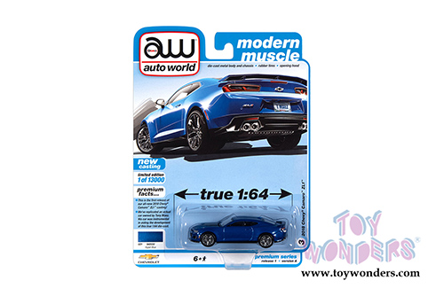 Auto World - Modern Muscle Chevy&reg; Camaro ZL1 (2018, 1/64 scale diecast model car, Hyper Blue) AWSP059/24A