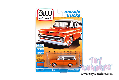 Auto World - Muscle Truck Chevy&reg; Suburban (1965, 1/64 scale diecast model car, Orange/White) AWSP060/24B